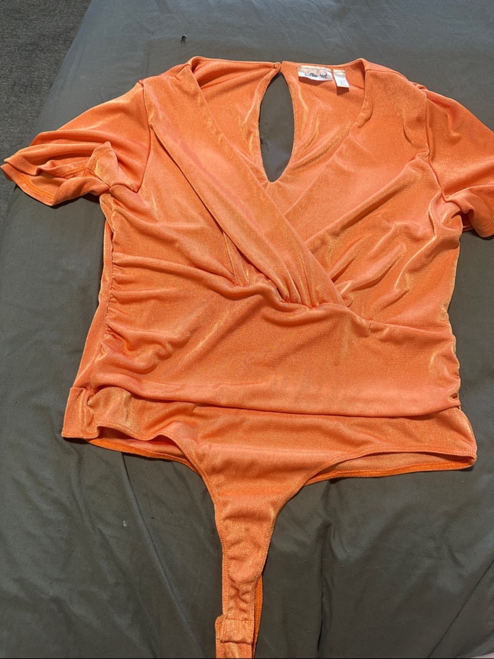 Women's Orange Surplice Bodysuit